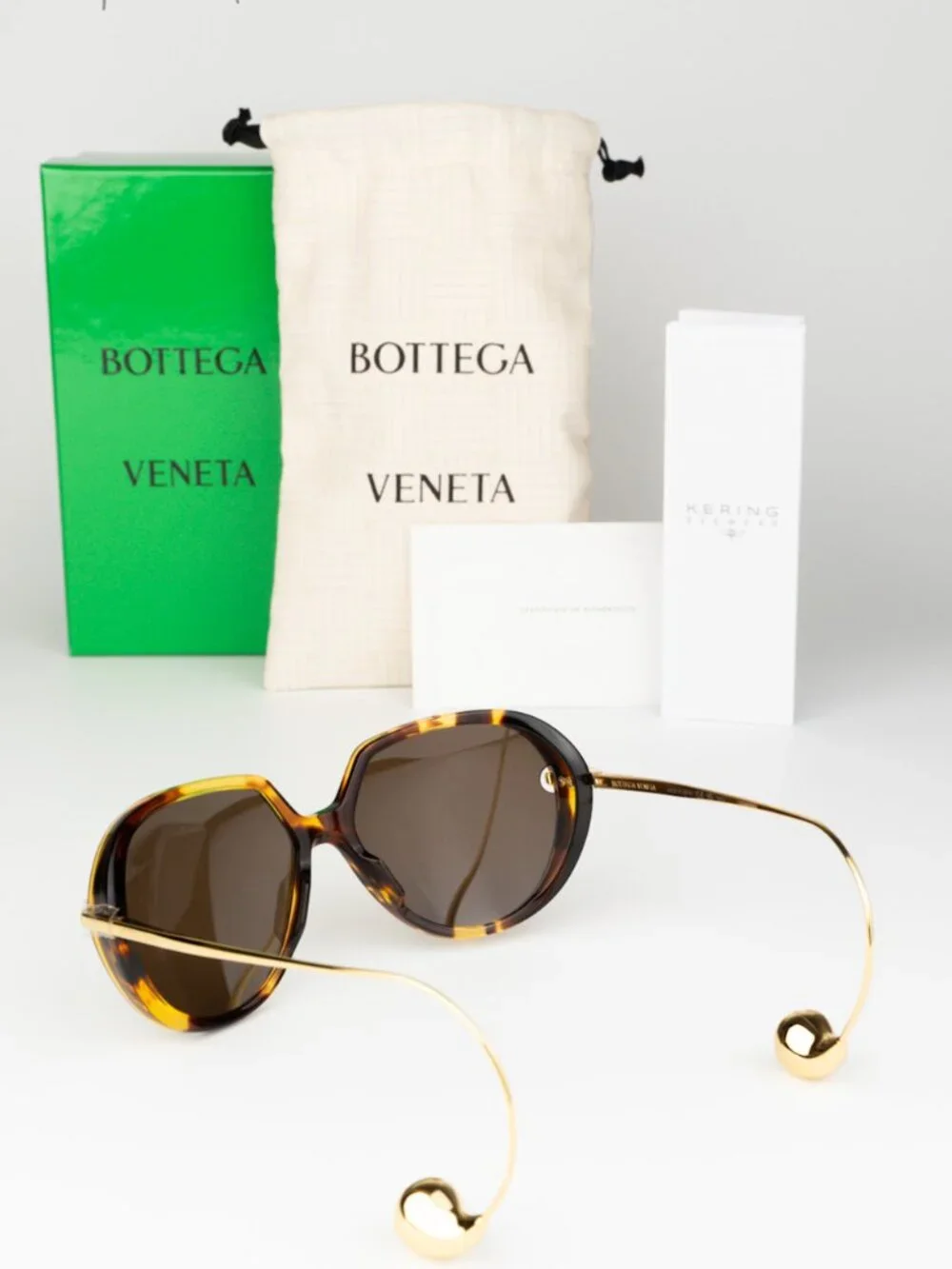 Bottega Veneta Women Sunglasses Havana Gold Brown BV1436S 002 NEW AUTHENTIC